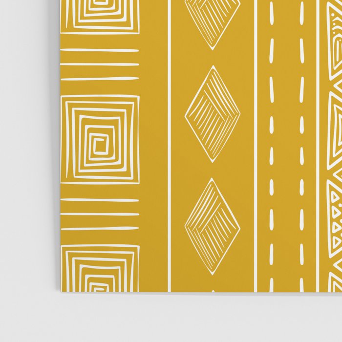 Mustard Yellow Tribal Ethnic Pattern | Sun Illustration | Vertical Stripes Poster Gallery Image 3