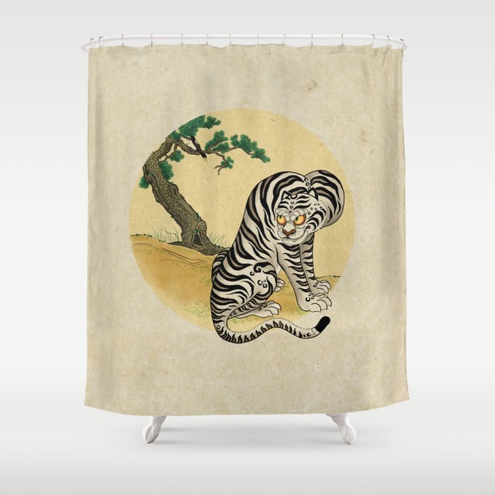 Tiger with magpie type-D : Minhwa-Korean traditional/folk art Shower Curtain Gallery Image 1