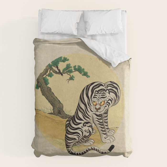 Tiger with magpie type-D : Minhwa-Korean traditional/folk art Duvet Cover Gallery Image 6