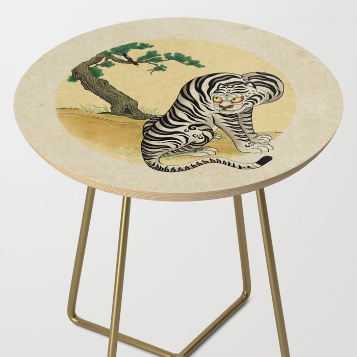 Tiger with magpie type-D : Minhwa-Korean traditional/folk art Side Table Gallery Image 2