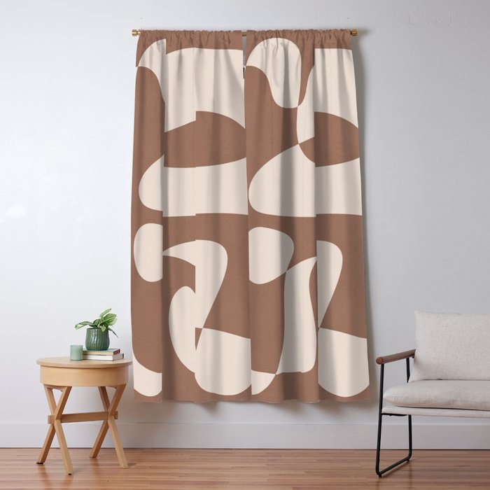 Mocha Modern Abstract 2 Window Curtain Gallery Image 5