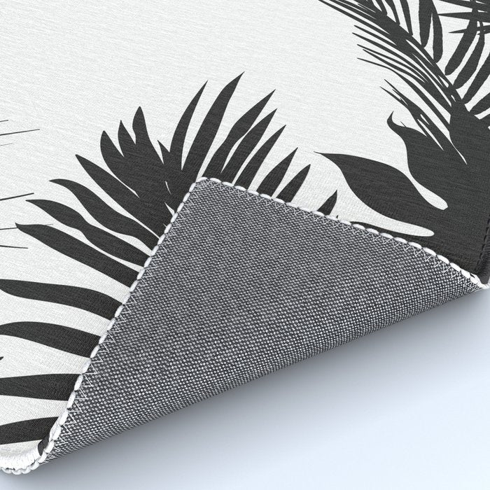 Black And White Palm Leaves Rug Gallery Image 4
