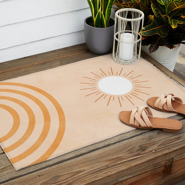 shapes geometry sun minimal abstract Outdoor Rug Gallery Image 2