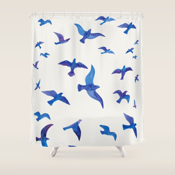 Blue Birds Shower Curtain Gallery Image 1