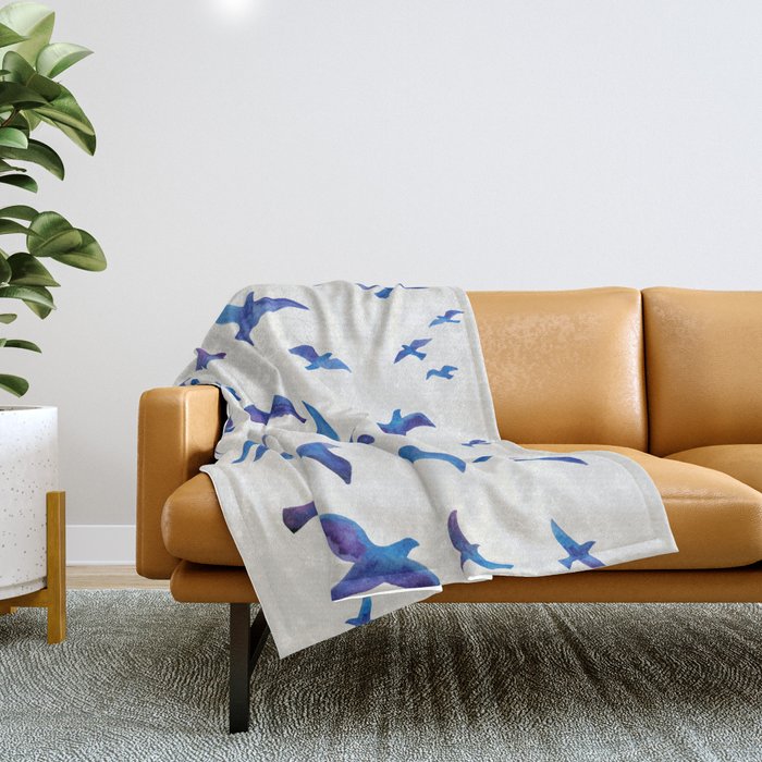 Blue Birds Throw Blanket Gallery Image 1