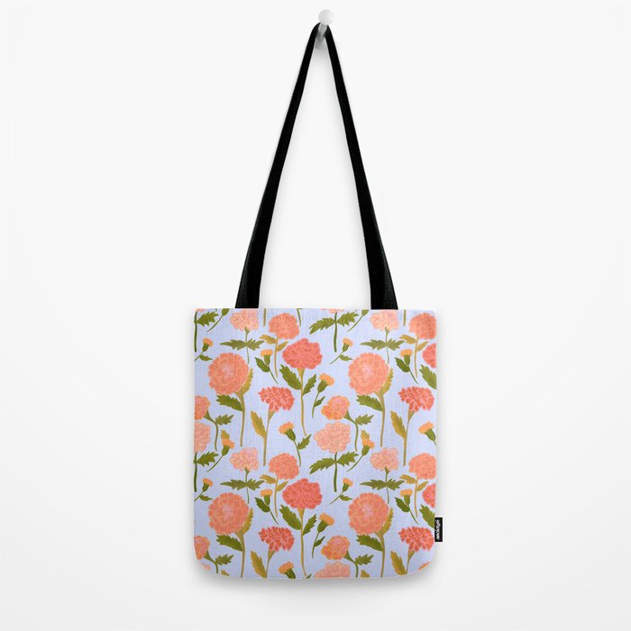 Marigolds / Periwinkle flower pattern Tote Bag Gallery Image 2