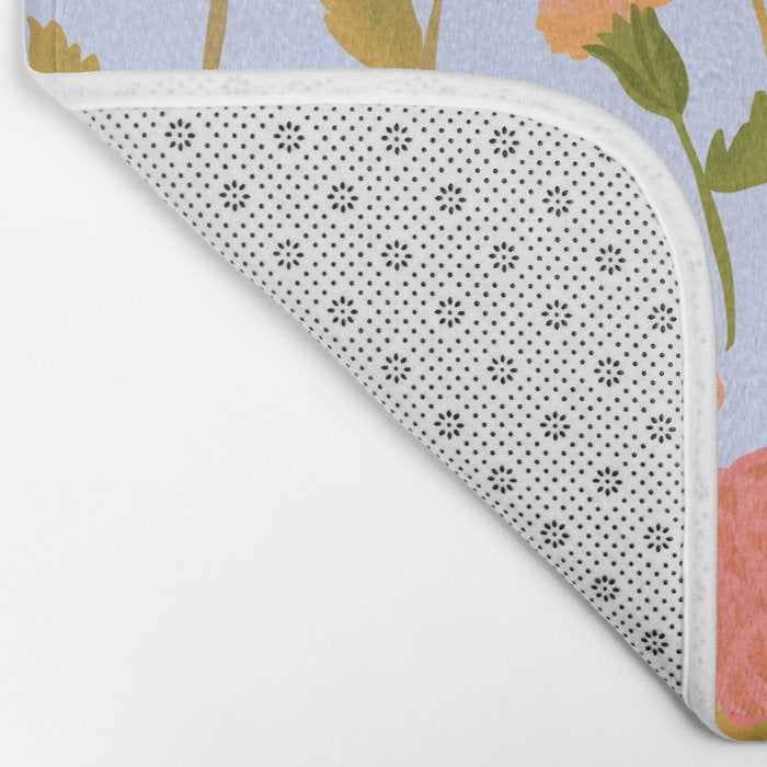Marigolds / Periwinkle flower pattern Bath Mat Gallery Image 2
