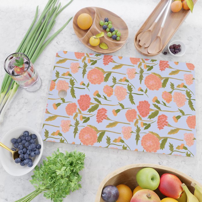 Marigolds / Periwinkle flower pattern Cutting Board Gallery Image 2