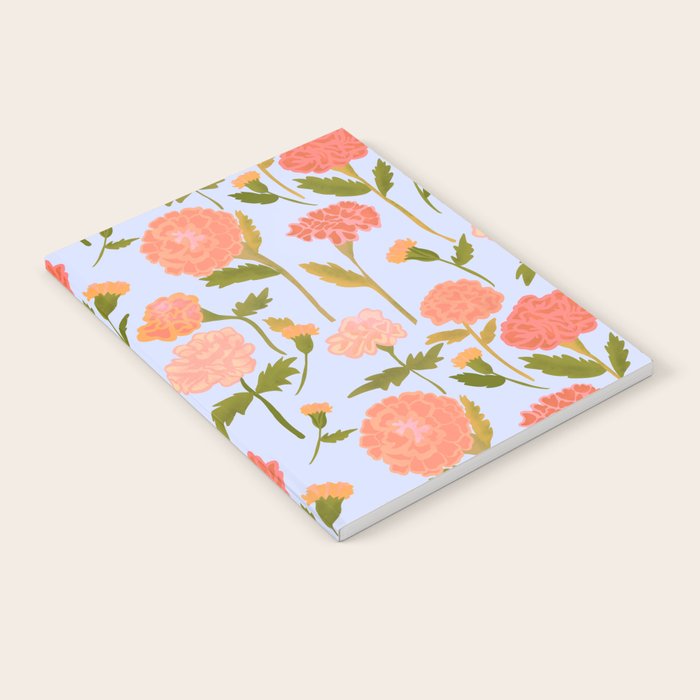 Marigolds / Periwinkle flower pattern Notebook Gallery Image 2