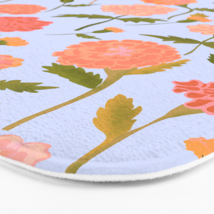 Marigolds / Periwinkle flower pattern Bath Mat Gallery Image 3