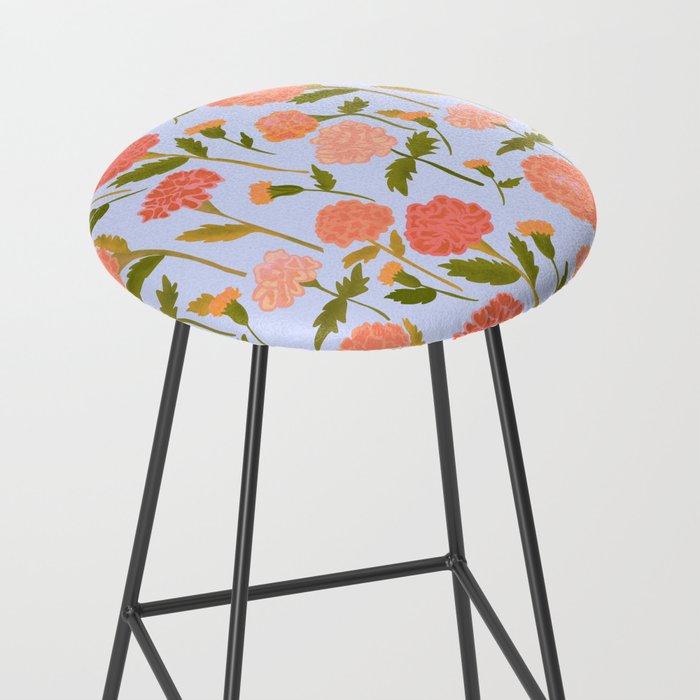 Marigolds / Periwinkle flower pattern Stool Gallery Image 2