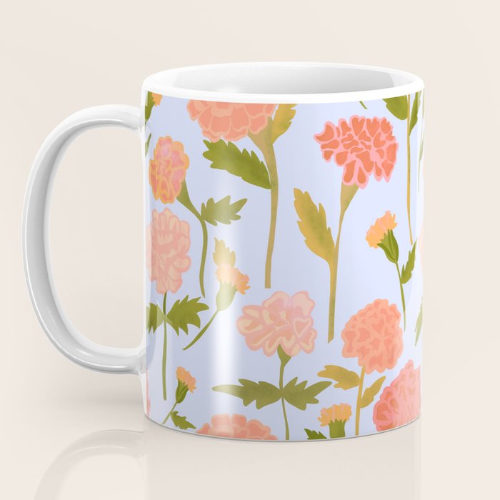 Marigolds / Periwinkle flower pattern Coffee Mug Gallery Image 3