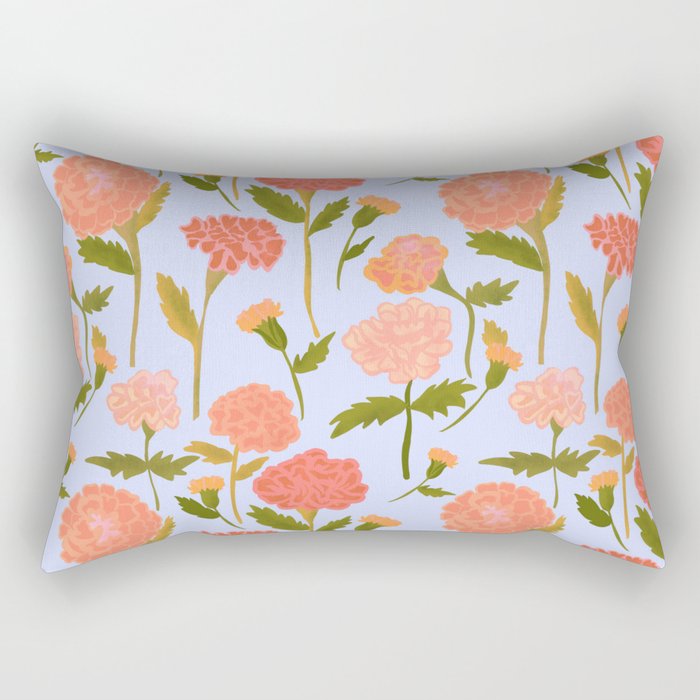 Marigolds / Periwinkle flower pattern Rectangular Pillow Gallery Image 2