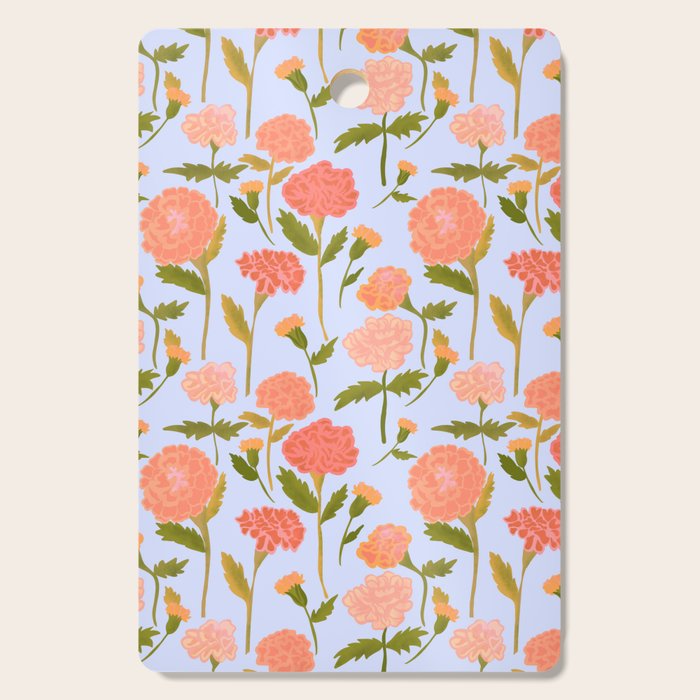 Marigolds / Periwinkle flower pattern Cutting Board Gallery Image 1