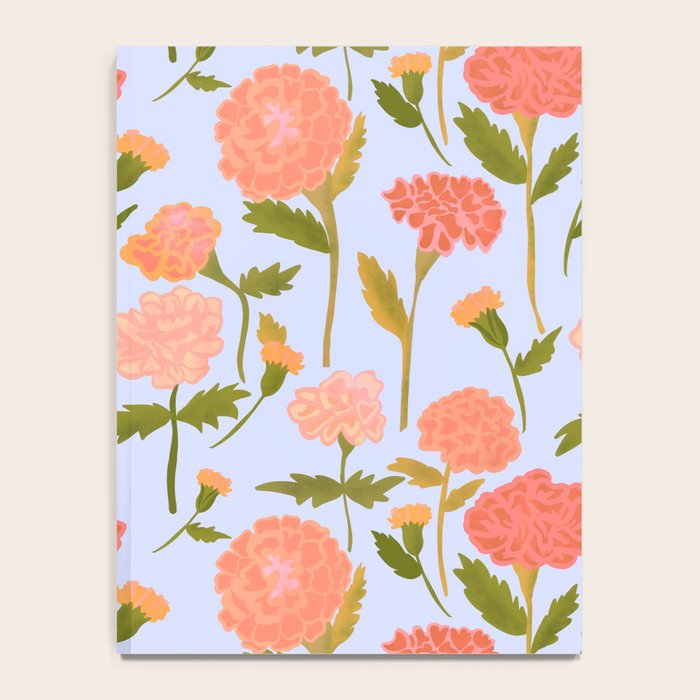 Marigolds / Periwinkle flower pattern Notebook Gallery Image 4
