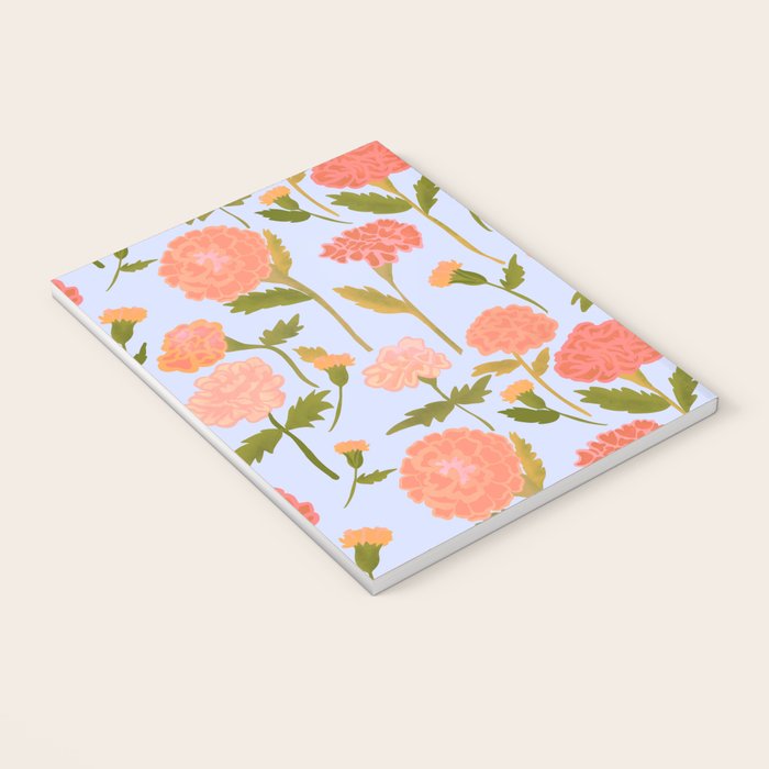 Marigolds / Periwinkle flower pattern Notebook Gallery Image 3