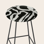 Black & White Abstract Collage #1 Stool Gallery Image 2