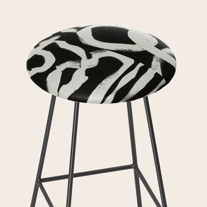 Black & White Abstract Collage #1 Stool Gallery Image 2