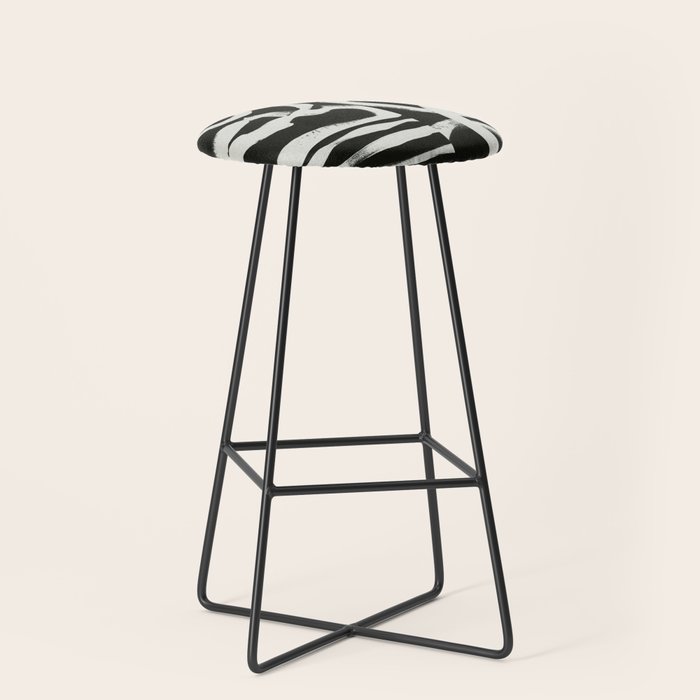 Black & White Abstract Collage #1 Stool Gallery Image 1