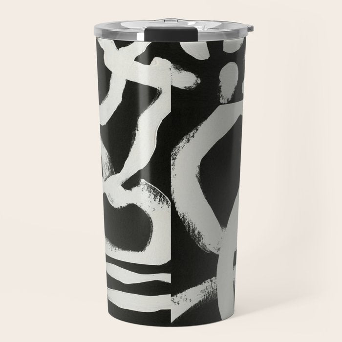 Black & White Abstract Collage #1 Travel Mug Gallery Image 1