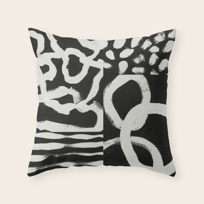 Black & White Abstract Collage #1 Throw Pillow Gallery Image 6