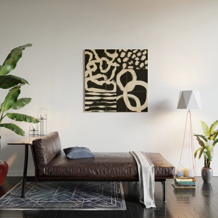 Black & White Abstract Collage #1 Wood Wall Art Gallery Image 2