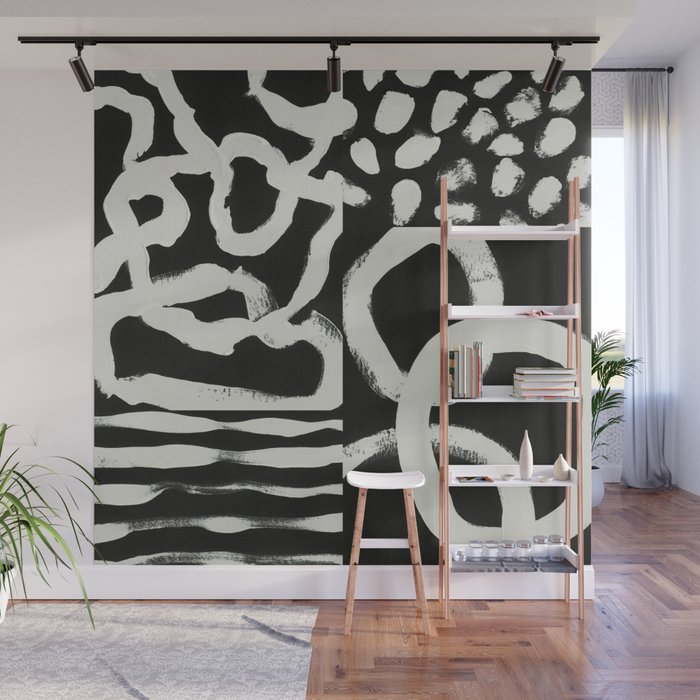 Black & White Abstract Collage #1 Wall Mural Gallery Image 1