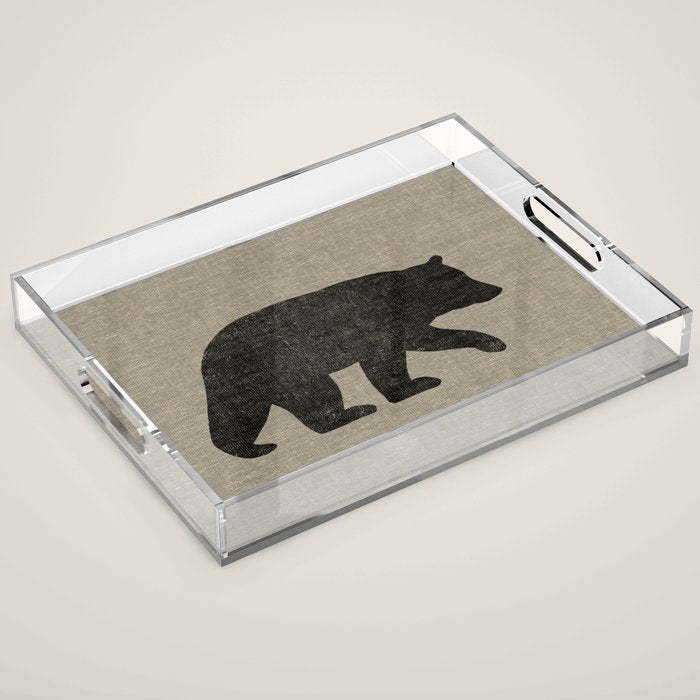 Black Bear Silhouette Acrylic Tray Gallery Image 1
