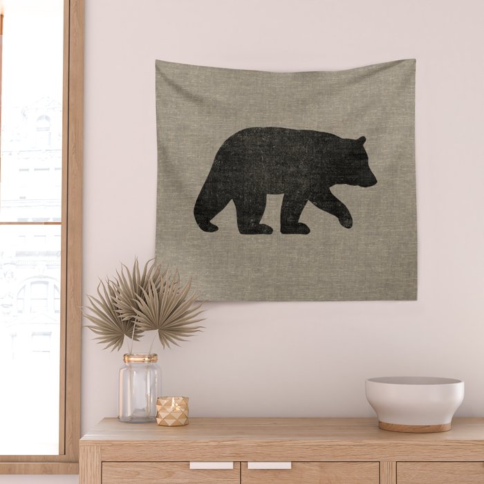Black Bear Silhouette Wall Tapestry Gallery Image 2