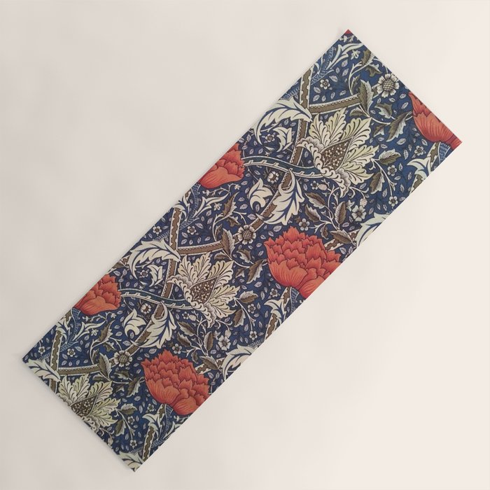 William Morris Windrush Blue Red Vintage Pattern Yoga Mat Gallery Image 1