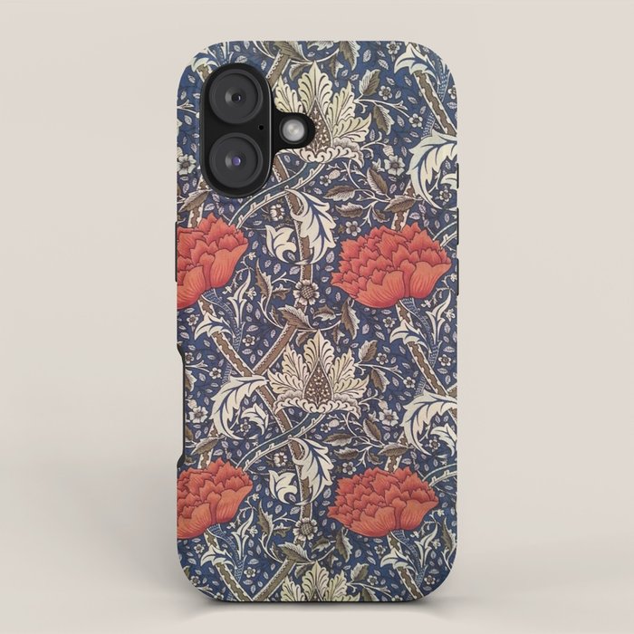 William Morris Windrush Blue Red Vintage Pattern iPhone Case Gallery Image 1