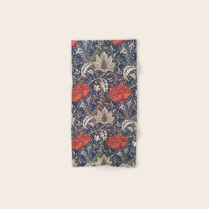 William Morris Windrush Blue Red Vintage Pattern Bath Towel Gallery Image 1