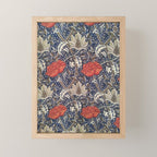 William Morris Windrush Blue Red Vintage Pattern Mini Art Print Gallery Image 1