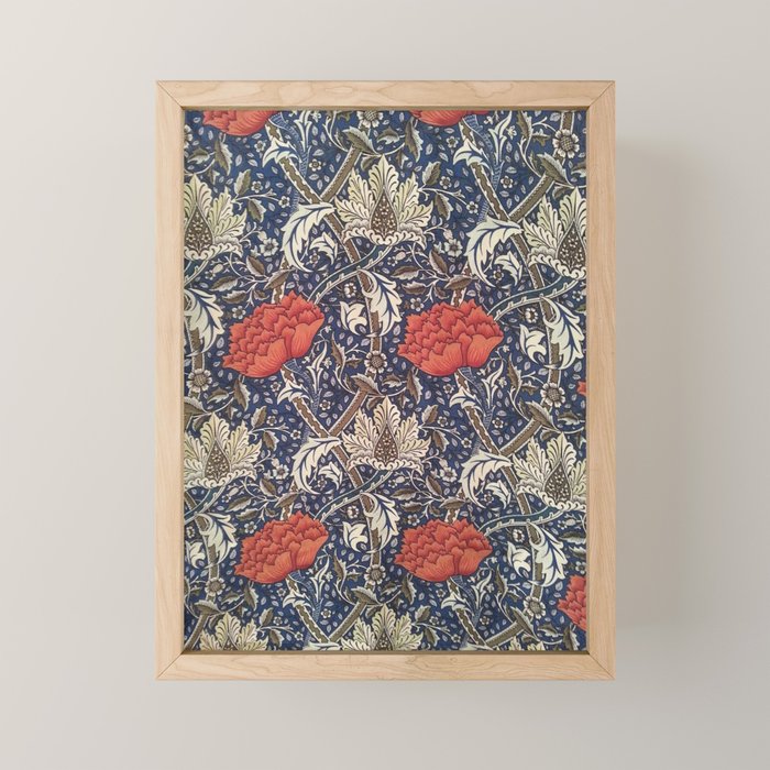 William Morris Windrush Blue Red Vintage Pattern Mini Art Print Gallery Image 1
