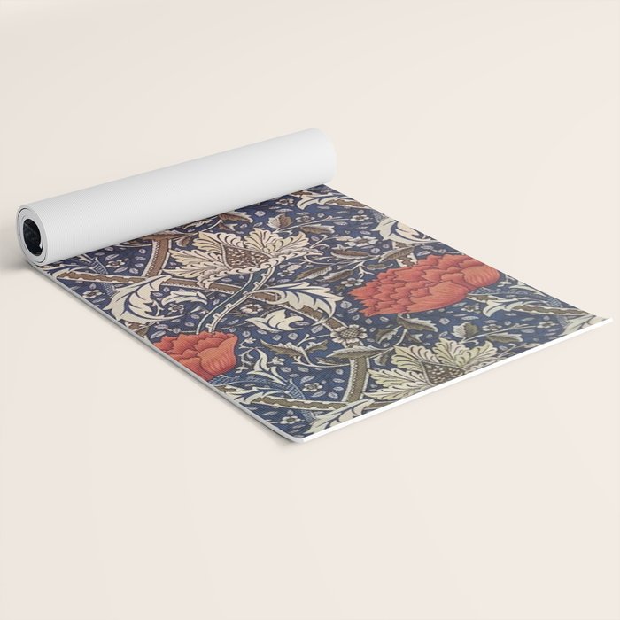 William Morris Windrush Blue Red Vintage Pattern Yoga Mat Gallery Image 2