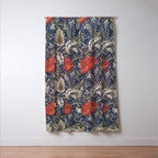 William Morris Windrush Blue Red Vintage Pattern Window Curtain Gallery Image 3