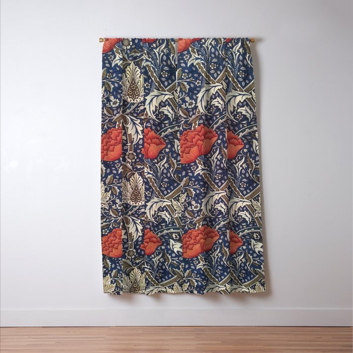 William Morris Windrush Blue Red Vintage Pattern Window Curtain Gallery Image 3