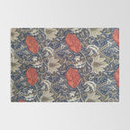 William Morris Windrush Blue Red Vintage Pattern Rug Gallery Image 2