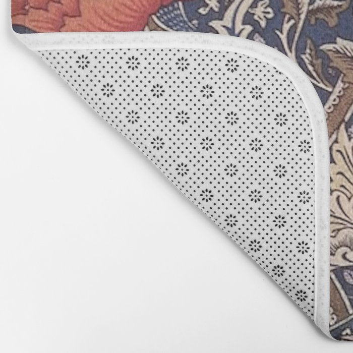 William Morris Windrush Blue Red Vintage Pattern Bath Mat Gallery Image 2