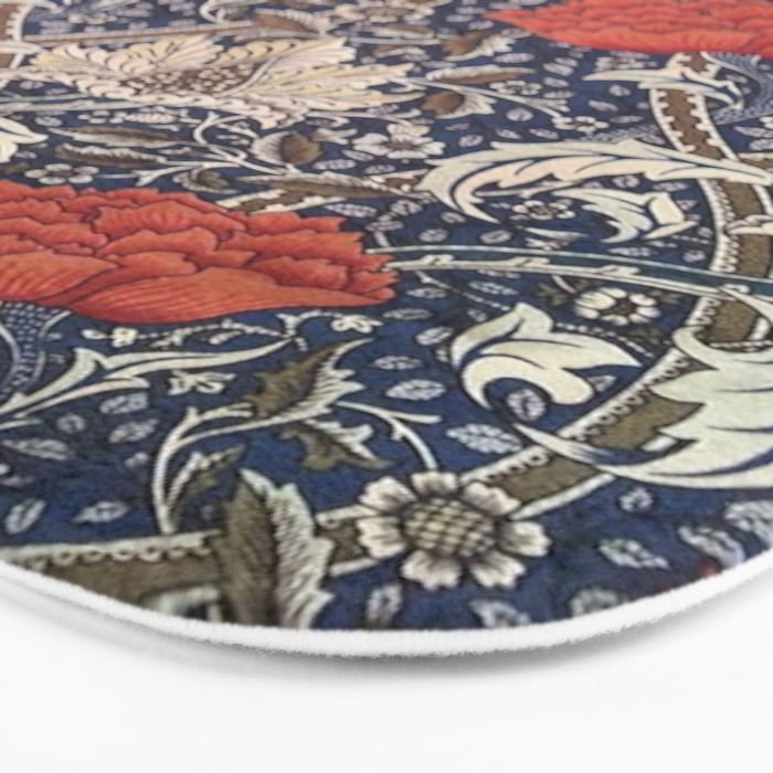 William Morris Windrush Blue Red Vintage Pattern Bath Mat Gallery Image 3