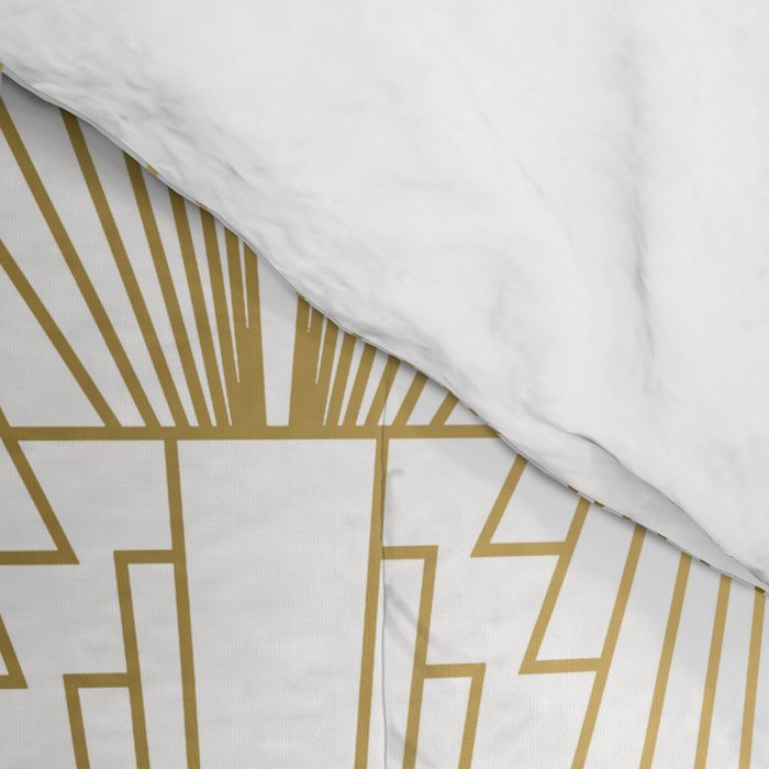 Gold and white geometric Art Deco pattern Comforter Gallery Image 4