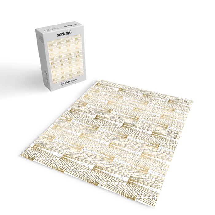 Gold and white geometric Art Deco pattern Jigsaw Puzzle Gallery Image 2