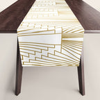 Gold and white geometric Art Deco pattern Table Runner Gallery Image 1