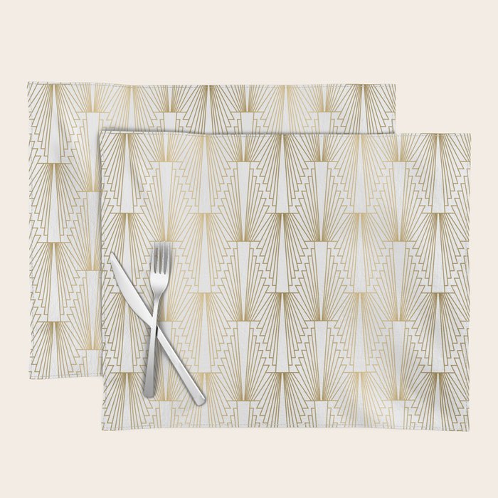 Gold and white geometric Art Deco pattern Placemat Gallery Image 1