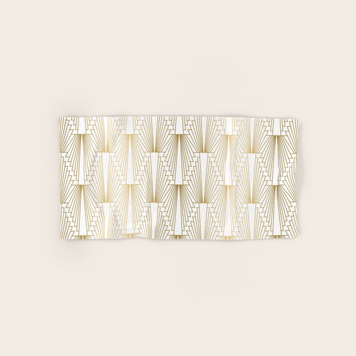 Gold and white geometric Art Deco pattern Bath Towel Gallery Image 1