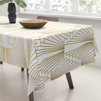 Gold and white geometric Art Deco pattern Tablecloth Gallery Image 3