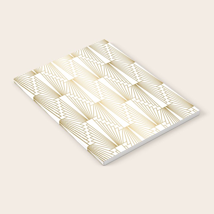 Gold and white geometric Art Deco pattern Notebook Gallery Image 2