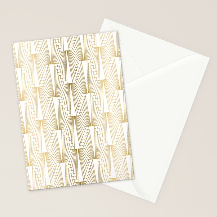 Gold and white geometric Art Deco pattern Stationery Card Gallery Image 2