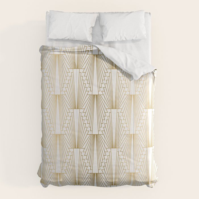 Gold and white geometric Art Deco pattern Comforter Gallery Image 6