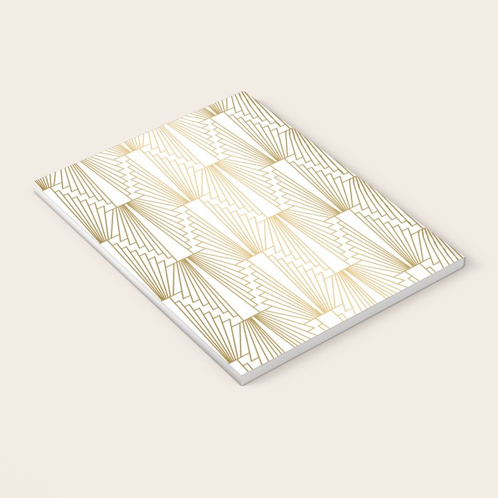 Gold and white geometric Art Deco pattern Notebook Gallery Image 3